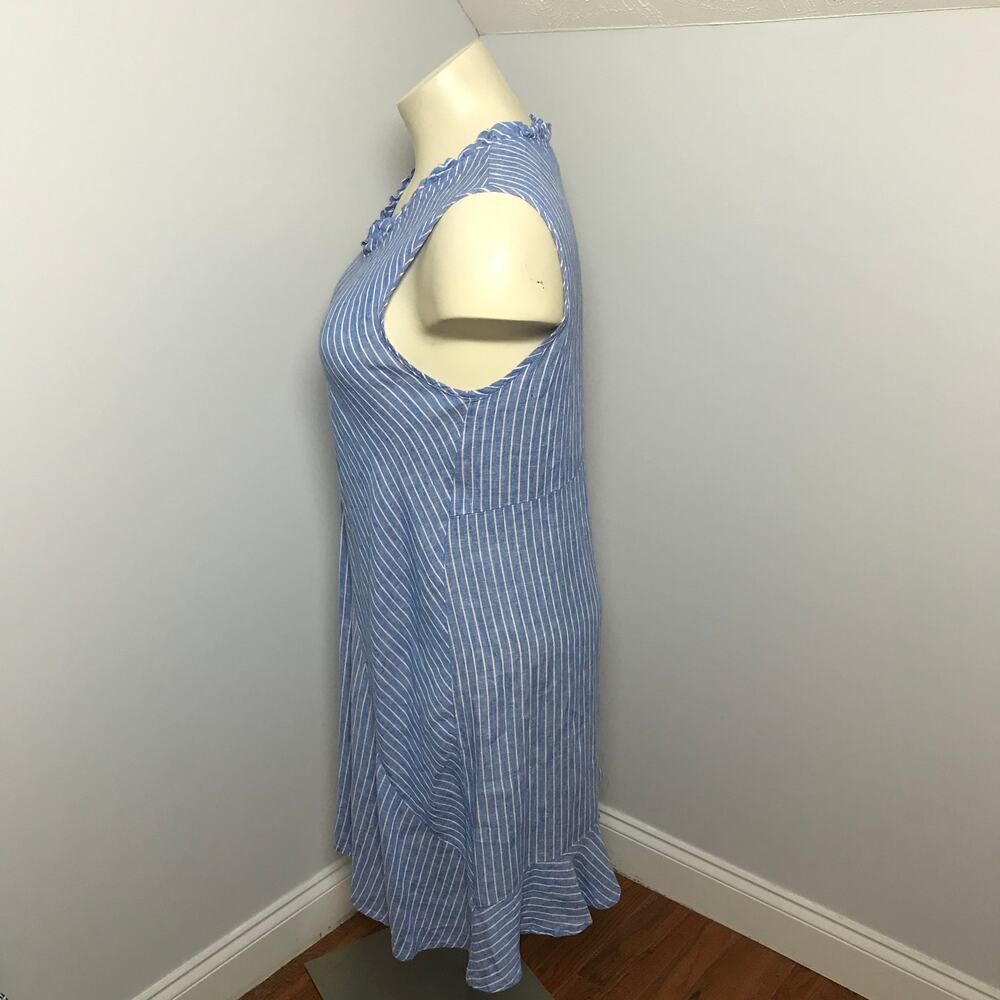 FLAX Linen Chevron Stripe Sleeveless Dress – Size Large Midi - Picture 3 of 9